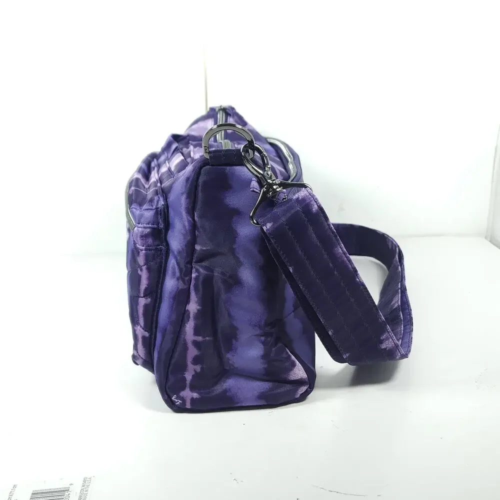 LUG Stretch Women's Purple Tie Dy Quilted Organizer Travel Crossbody Bag Purse